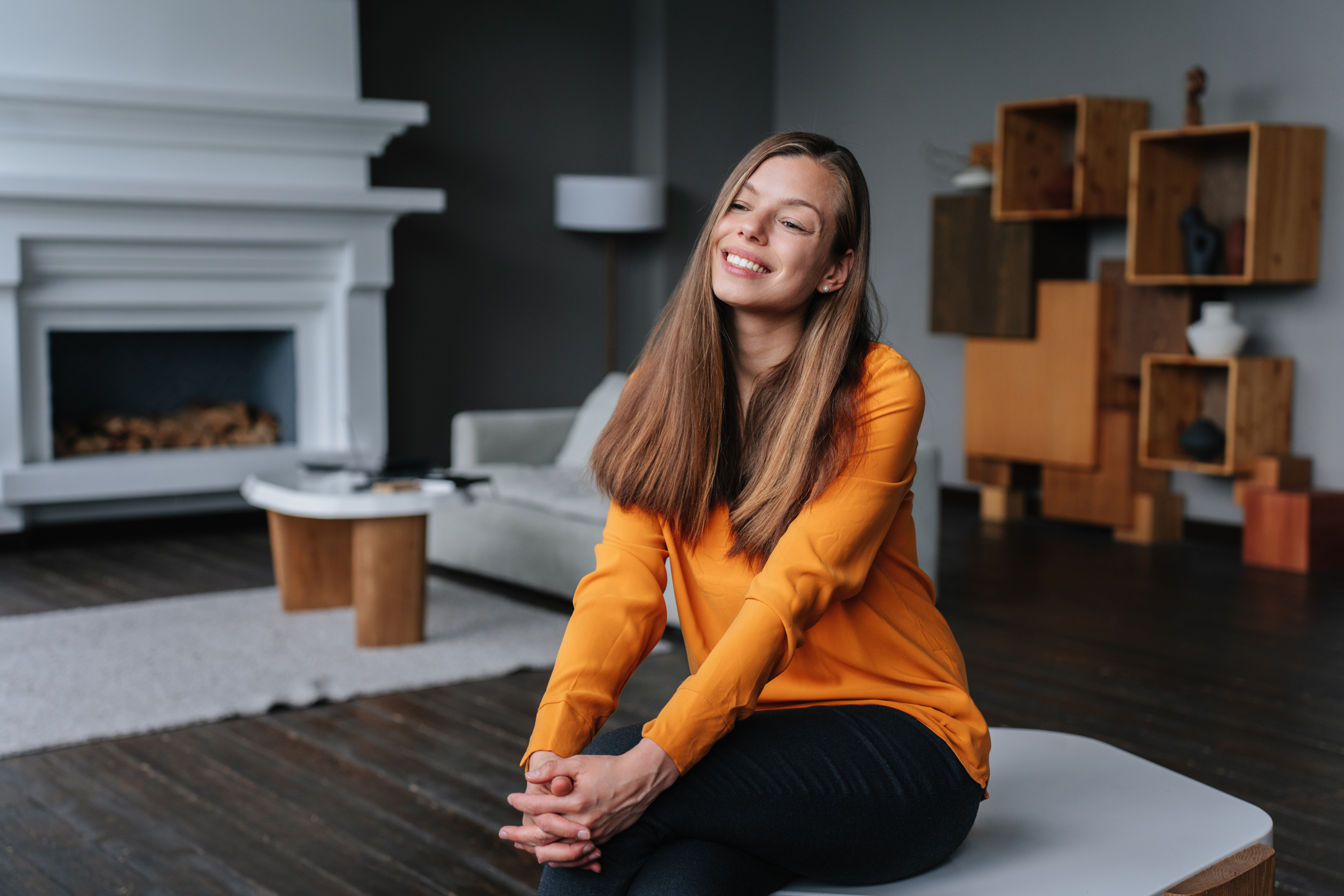Woman in orange